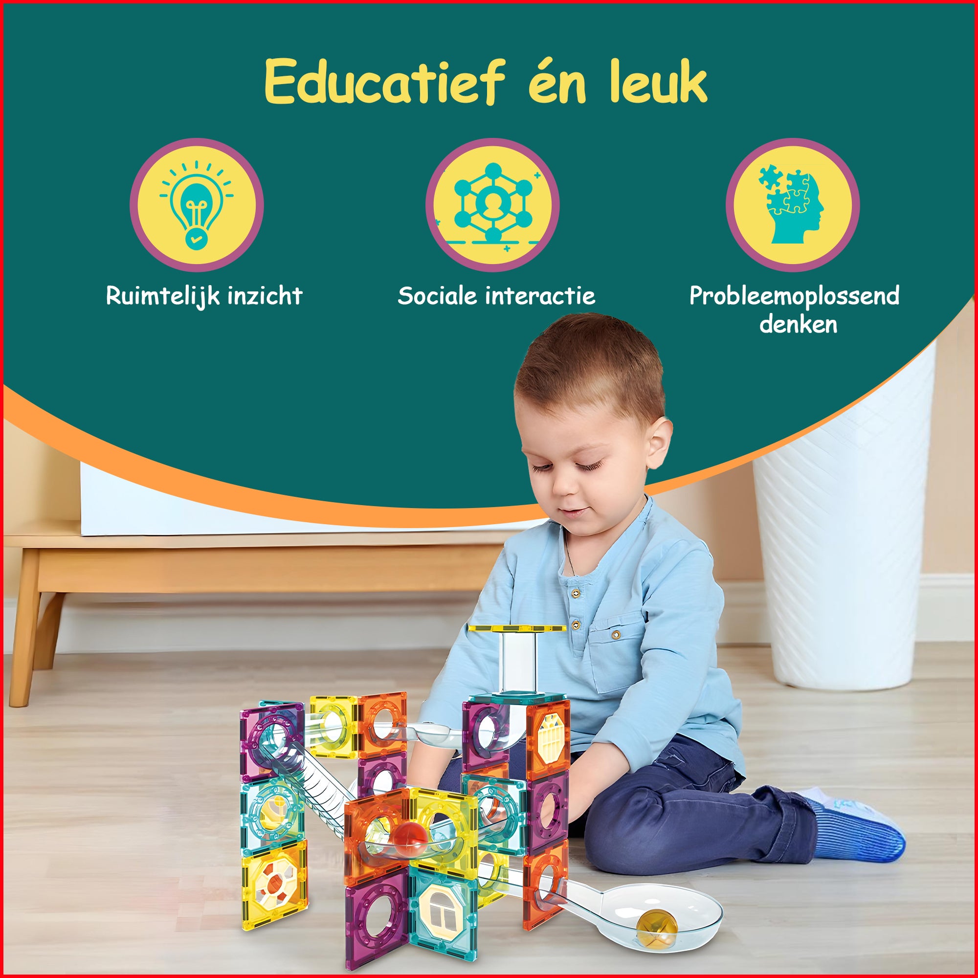Magnetic Tiles Knikkerbaan - 100 stuks