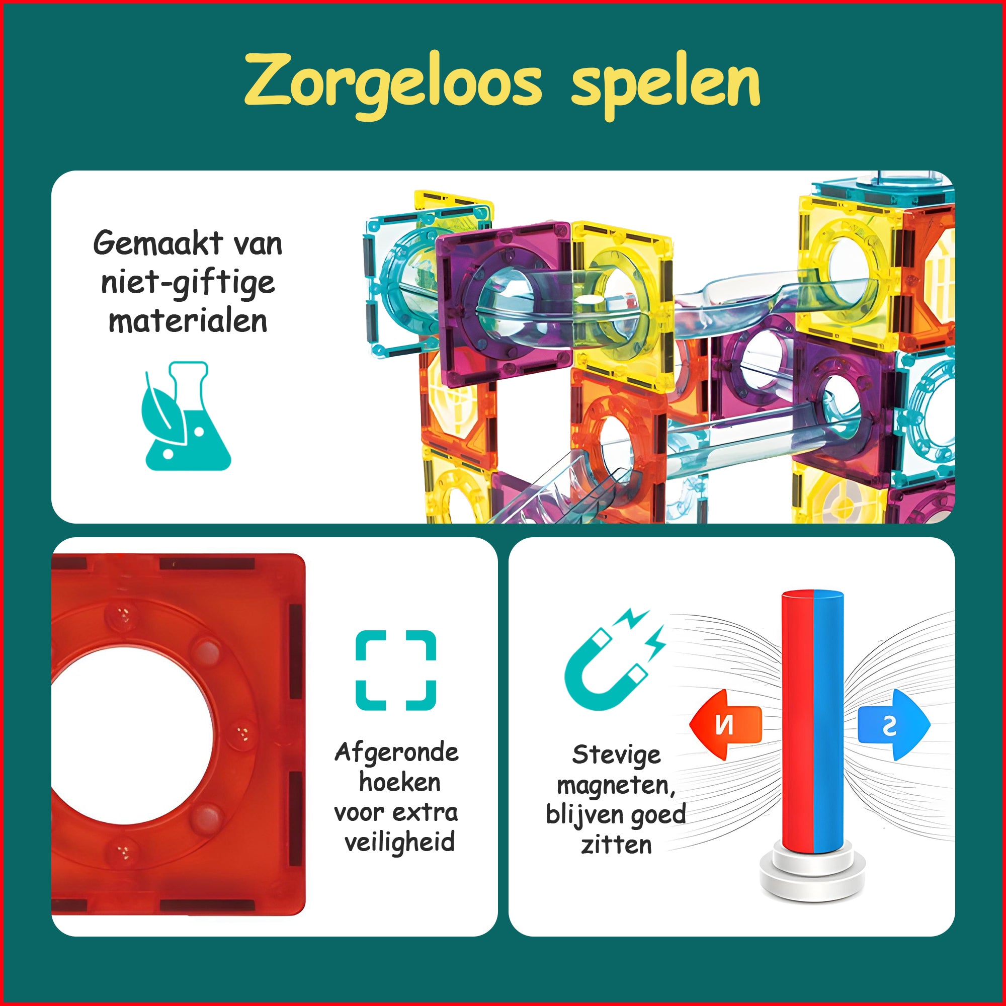 Magnetic Tiles Knikkerbaan - 100 stuks