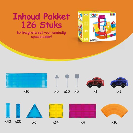 Magnetic Tiles - Racebaan 126 Stuks